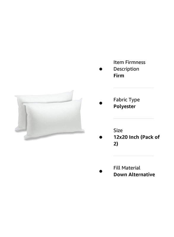 Foamily Down Alternative Lumbar Pillow Set, 2 Pillows, White