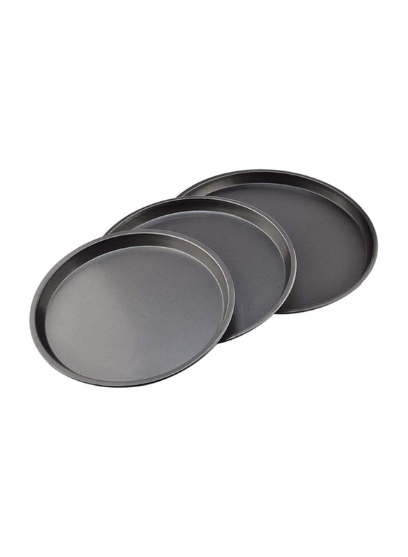 Waytiffer 3-Piece Carbon Steel Non-Stick Pizza Pans Set, Black