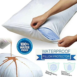Waterproof Hotel Cotton Pillow Protector, White