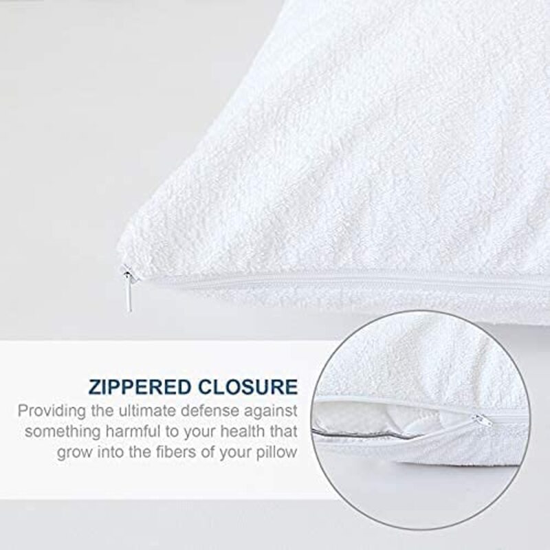 Moonsea Waterproof Zippered Pillow Protector, 4 Protectors, King, White