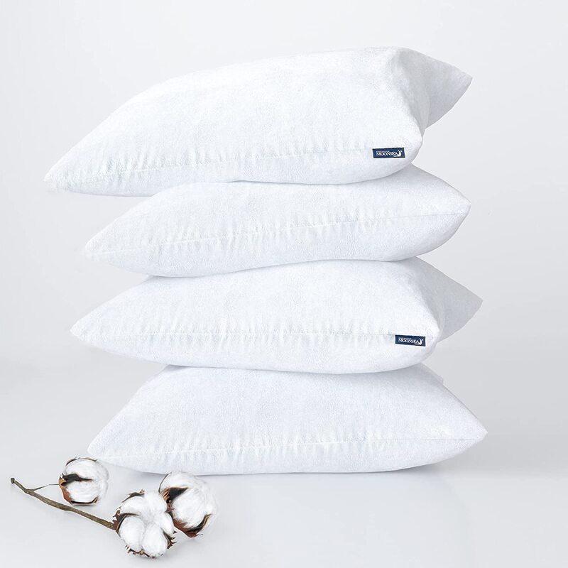 Moonsea Waterproof Zippered Pillow Protector, 4 Protectors, King, White