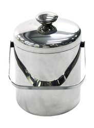 3L Stainless Steel Ice Bucket with Lid, Tongs and Strainer, Silver