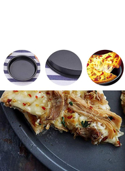 Chuangrun 3-Piece Carbon Steel Non-Stick Round Pizza Tray, Black