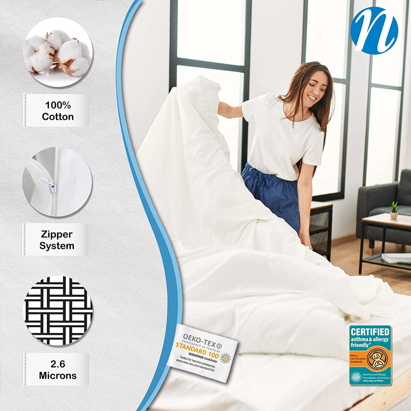 Allersoft 100% Cotton Duvet Protector, Twin, White