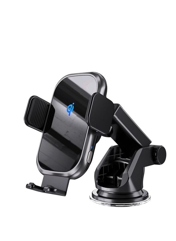 Glassology Qi Wireless Car Charger, 15W Fast Charging Auto-Clamping Car Mount Holder, Black,