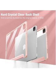 Glassology Apple iPad Pro 2022 6th Gen Hybrid Slim Tablet Case Cover with Built-in Pencil Holder and Screen Protector, Pink