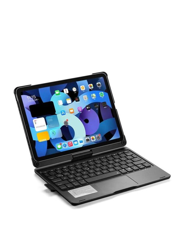 Glassology Rotatable Bluetooth Smart Keyboard Case for Apple iPad Air 5/4, iPad 10.9 inch 2022 2020, Black