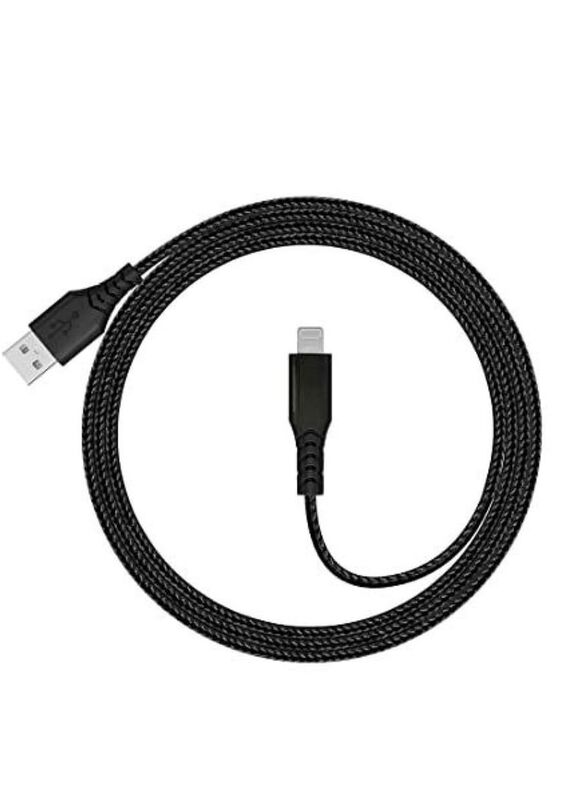 Glassology 2-Meter Pure Copper & PVC Nylon Braid Fast Charging Data Cable, USB-A to Lightning for Smartphones/Tablets, Black