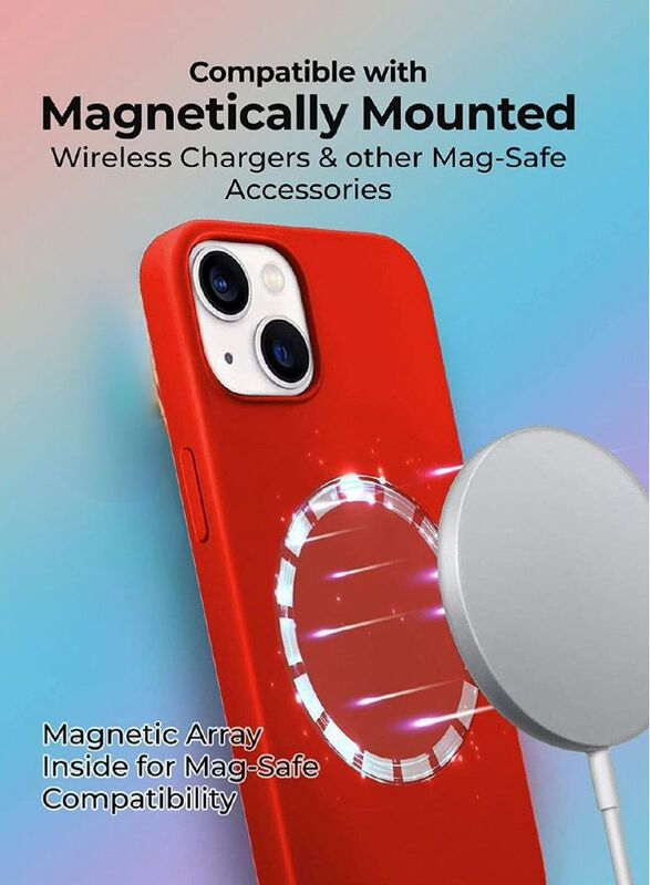 Glassology Apple iPhone 14 Plus MagSafe Scratch-Resistant Thin and Slim Classic Shockproof Mobile Phone Case Cover, Red