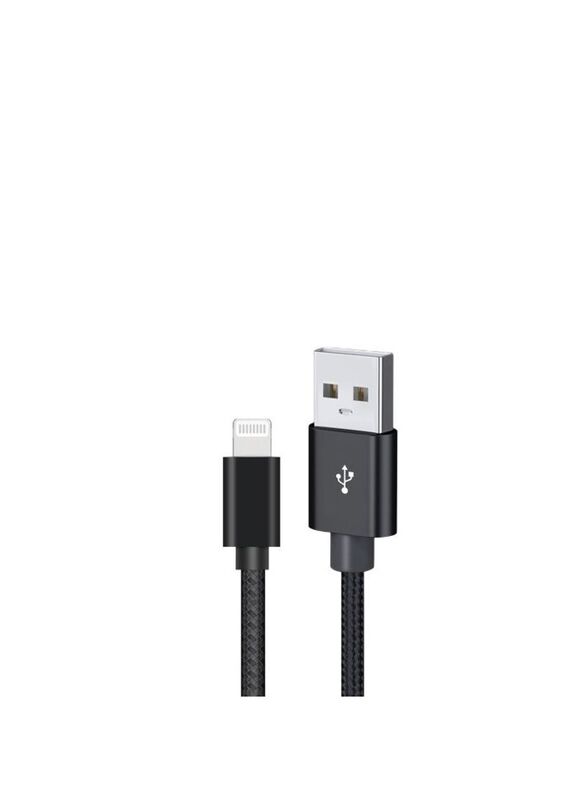 Glassology 2-Meter Pure Copper & PVC Nylon Braid Fast Charging Data Cable, USB-A to Lightning for Smartphones/Tablets, Black