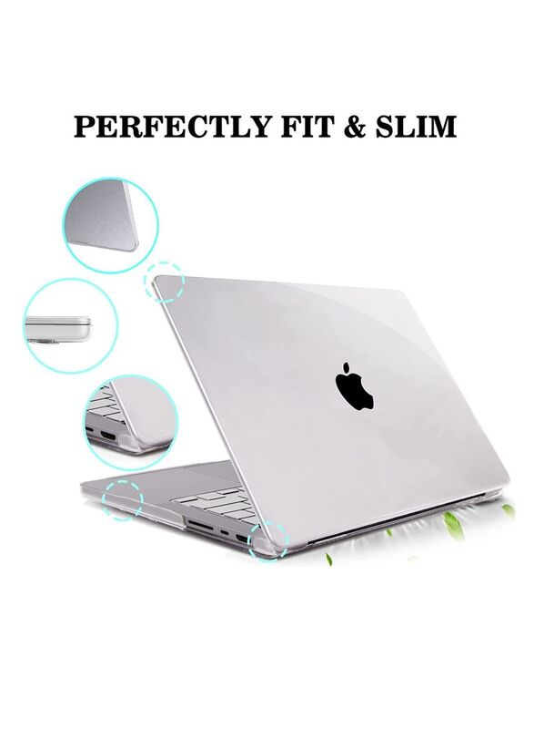 Glassology Plastic Laptop Hard Shell Case for MacBook Pro 2021 14.2 inch with M1 Pro/Max, Clear