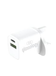 Glassology 30W USB-A & USB-C Dual Fast Charging Travel Wall Charger with 2-Port, White