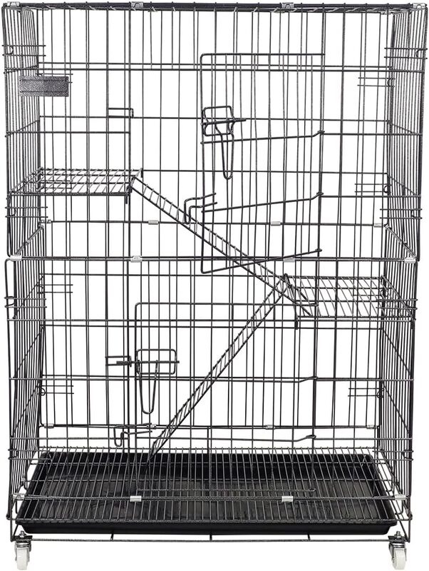 

MAJIBAO Metal cat cage with Removable tray, Durable, Multiple front doors, Ramp ladders, and Widened floors, Large cat cage with Rotating Wheels, Secure locks