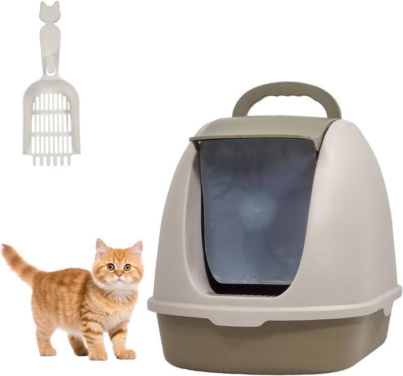 

MAJIBAO Cat toilet, Portable cat litter box with plastic scoop, Fully enclosed, Easy clean, Suitable for indoor & outdoor, odor control, Front flip cover entr