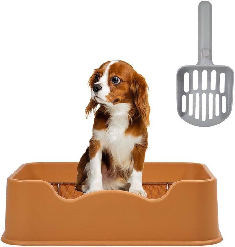 

MAJIBAO Dog Pee Training Toilet With Litter Scoop, Indoor & Outdoor Dog Tray for Small and Medium Dogs, Dog Litter Box Stainless Steel Mesh Rack (Orange Color