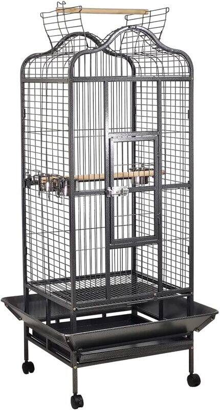 

Majibao Birdcage for Small to medium-sized birds, Durable metal bird cage with Open-top design, Feeding bowls, Wooden perches, Removable tray, and Universal w
