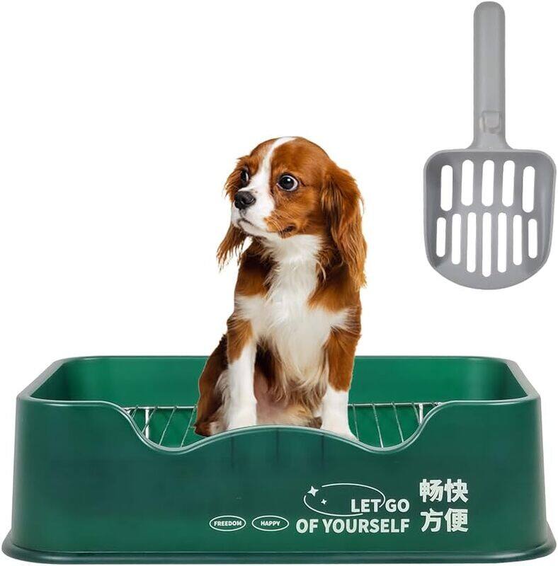 

MAJIBAO Dog Pee Training Toilet With Litter Scoop , Indoor & Outdoor Dog Potty Pee Tray Keep Paws and Floors Clean , Stainless Steel Mesh Rack (Green Color) W