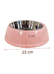 Majibao 17cm Stainless Steel Dog Food & Water Feeder Bowl for Dogs, Normal, Pink