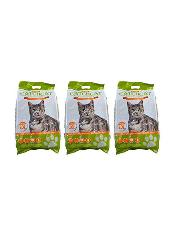 

Majibao Dust Free Apple Scented Cat Litter Sand, 3 x 8Kg, White