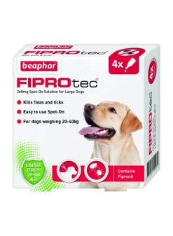 

Generic Beaphar Fiprotec Fleas and Tick Killer Spot On for Large Dog, 4 Pipettes, Multicolour