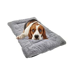 Majibao Cushioned Plush and Soft Portable Dog Bed, Grey