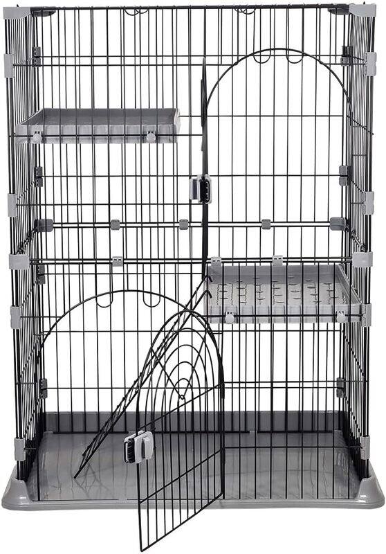 

MAJIBAO Large 2-tier cat cage, Strong quality cage, 2 Large doors with mobile spring door lock, Cat ladder, and 2 large widened floors, Indoor cat cage, suita