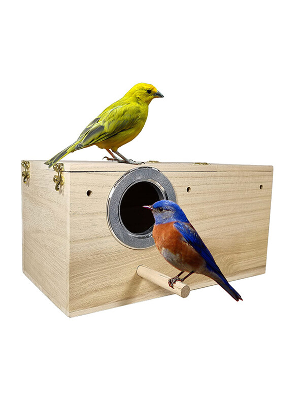 

Majibao Wooden In-Cage Fixing Rectangular Small Birds House, 18cm, Beige