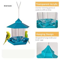 Majibao Acrylic Transparent Hanging Automatic Birds Feeder, 17cm, Blue