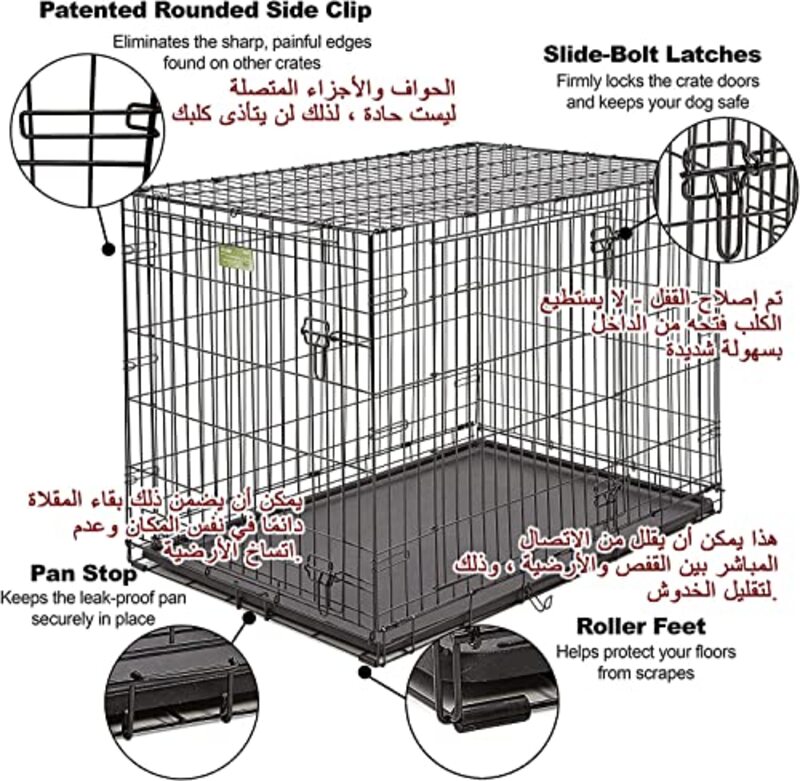 Foldable Dog Kennel Playpen with Tray, Black