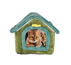 Majibao Cosy Cats Plush and Soft Cat Bed, Dark Green