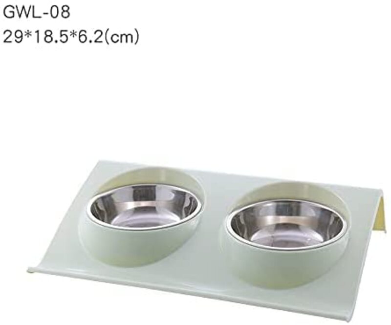 Premium Stainless Steel Double Food/Water Feeder Bowls for Dog and Cat, Medium, Green