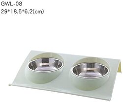 Premium Stainless Steel Double Food/Water Feeder Bowls for Dog and Cat, Medium, Green