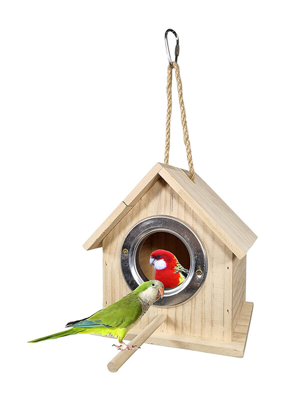 

Majibao Hanging Wooden Home Design Birds House for Small and Medium Birds, 17cm, Beige