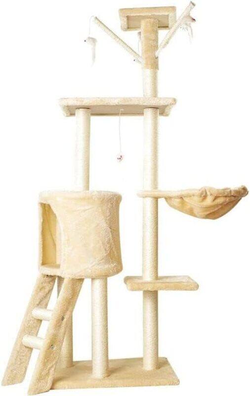 

MAJIBAO YQ5002 Cat tree cat scratching post 5 layers with ladder with cave with perches on top 97*36*h 137 cm (BEIGE)