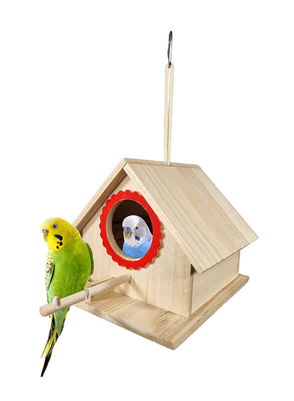 

Majibao Hanging Wooden Home Design Birds House for Small Birds, 25cm, Red/Beige