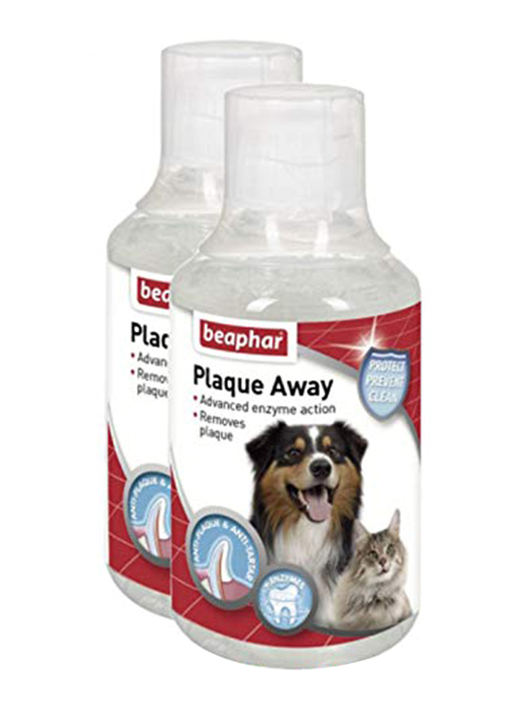Beaphar 2-Piece Plaque Away Dog Mouth Wash, 250ml, Red/White