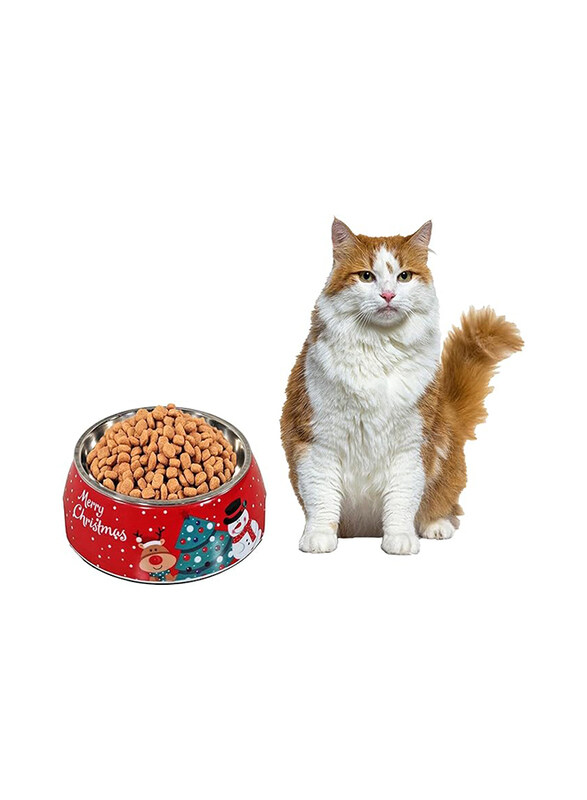 

Majibao 14cm Stainless Steel Pet Food or Water Feeder Bowl for Dogs, Medium, Red