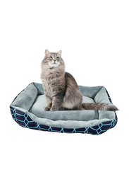 Majibao Rectangle Plush and Soft Cushioned Portable Cat Bed, Dark Blue