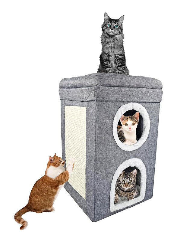 

Majibao Bed & Scratching Post Single Compartment for Cats, Large, Grey
