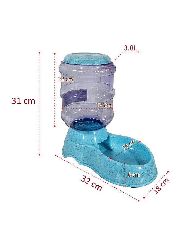 Majibao Pet Feeder Food Dispenser Bowl, 3.8L, Blue