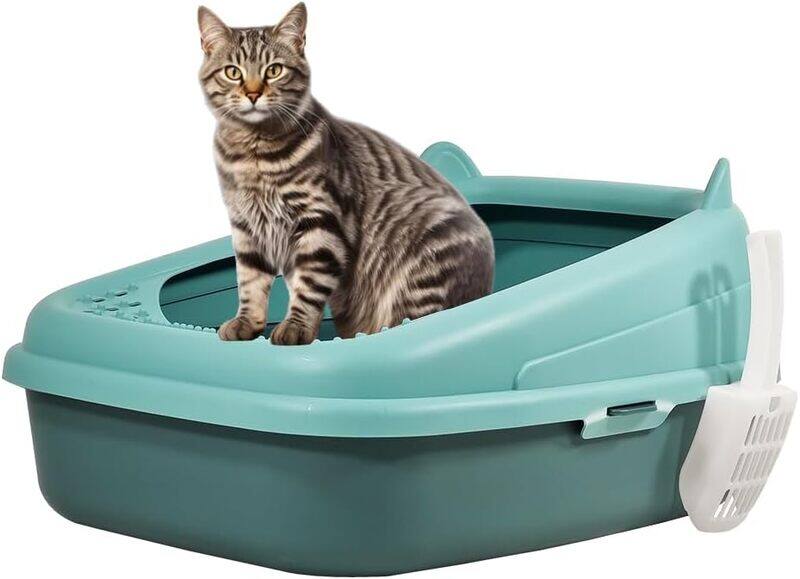 

MAJIBAO Cat litter box with scoop, Semi-enclosed cat litter basin high fenced and detachable cat toilet, Anti-splashing, Easy to clean prevent sand leakage an