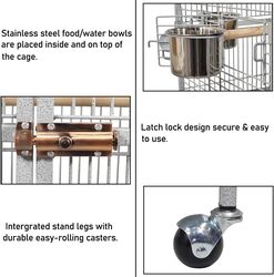 Bird cage, Wrought iron large bird cage with play top and hanging toys, Decorative parrot cage for Cockatiels, Sun conure, Lovebird, African grey parrot, 202 cm (Grey)