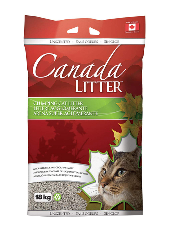 Unscented Canada Litter Clumping for Cat Toilet Use, 18Kg, Grey