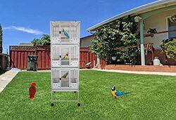 Majibao Metal Multiple Compartments Parrot Cage with Plastic Base, 183cm, White