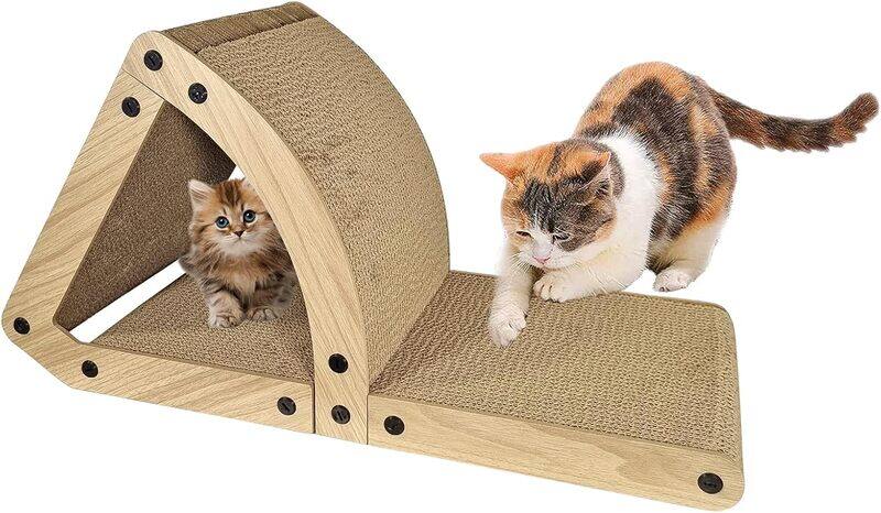 

MAJIBAO Cat Scratcher, Cat Scratching Cardboard With Catnip, Wooden MDF Sheet Supported, Natural Scratching, Double Platform Design, Wooden Light Color, Cat S