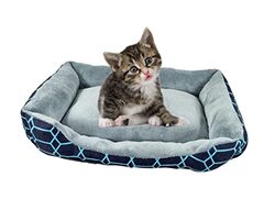 Majibao Rectangle Plush and Soft Cushioned Portable Cat Bed, Dark Blue