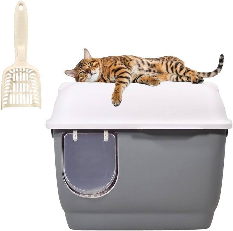 

MAJIBAO Large cat toilet with long aisle corridor style cats litter box, Fully enclosed durable cat toilet with litter scoop, Anti-Splashing, Odorless and ope