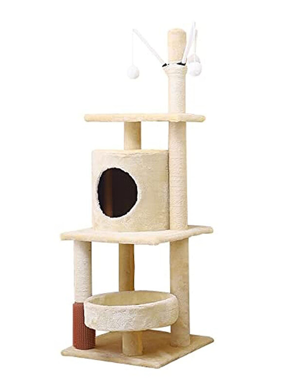 

Generic Cat Tree Tower Scratching Posts with Multi Level Condo and Hammock for Kittens, 125cm, Beige