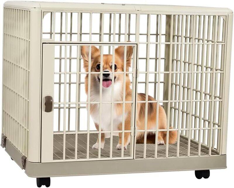 

MAJIBAO Dog cage for small and medium-sized dogs, Plastic dog crate kennel with Open-top design, Lockable door, and universal wheels, Dog kennel for indoor an
