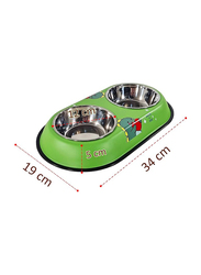 Majibao 12cm Stainless Steel Pet Food & Water Feeder for Cats & Dogs, Green